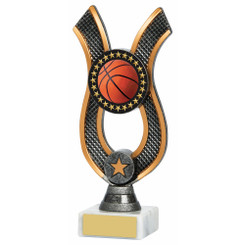 Antique Silver Ribbon Award - Basketball - 21cm