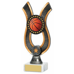 Antique Silver Ribbon Award - Basketball - 18cm