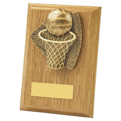 Wood Plaque with Resin Netball Trim - 13cm