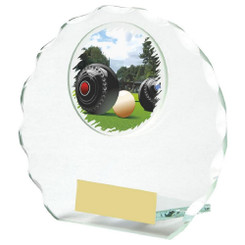 Jade Glass Lawn Bowls Award - 10cm