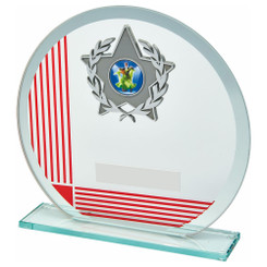 Glass Award with Red Stripe and Trim - 17cm