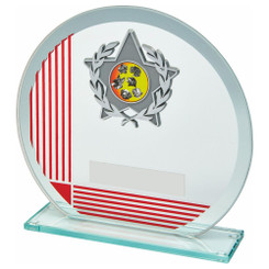 Glass Award with Red Stripe and Trim - 15cm