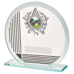Glass Award with Black Stripe and Trim - 15cm