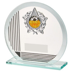 Glass Award with Black Stripe and Trim - 13cm