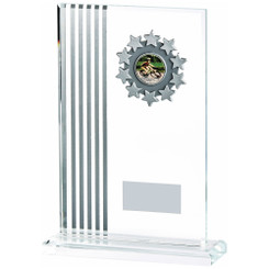 Crystal Stripe Glass Football Award (In Presentation Case) - 21cm