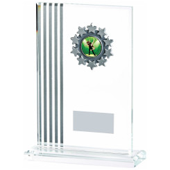 Crystal Stripe Glass Football Award (In Presentation Case) - 19cm