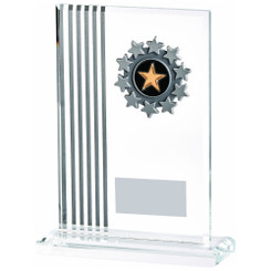 Crystal Stripe Glass Football Award (In Presentation Case) - 17.5cm