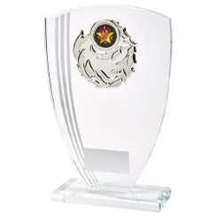Glass Award with Silver Stripe and Trim (In Presentation Case) - 21.5cm