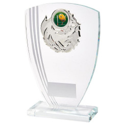 Glass Award with Silver Stripe and Trim (In Presentation Case) - 19.5cm