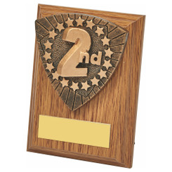 Wood Plaque with 2nd Place Resin Trim - 10cm