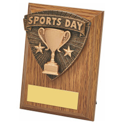 Wood Plaque with Resin Sports Day Trim - 10cm