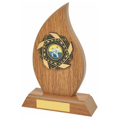 Light Oak Wood Stand Award - Flame - 19cm