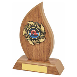 Light Oak Wood Stand Award - Flame - 16.5cm