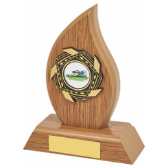 Light Oak Wood Stand Award - Flame - 14cm