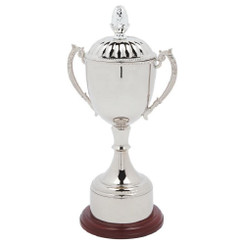 Nickel Plated Cup with Lid & Plinth Band - 43cm