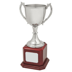 Nickel Plated Cup on Wood Base - 36.5cm