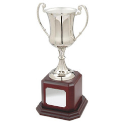 Nickel Plated Cup on Wood Base - 33.5cm