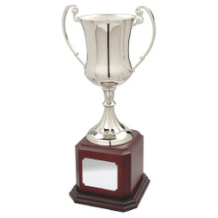 Nickel Plated Cup on Wood Base - 39.5cm