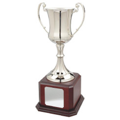 Nickel Plated Cup on Wood Base - 43cm