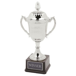 Nickel Plated Cup on Black Weighted Base with Lid - 45cm