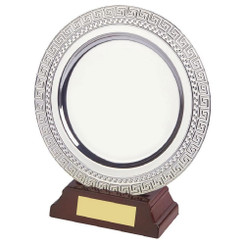 Silver Plated Salver on Wood Stand - 15cm