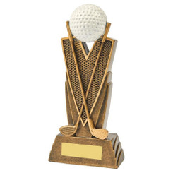 Antique Gold Golf Club/Ball Resin - 19cm