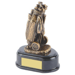 Antique Gold Resin Golf Bag Trophy - 13cm