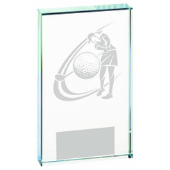 Clear Glass Golf Award - Male - 14cm