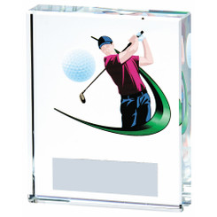Clear/Colour Glass Golf Award - Male - 9cm