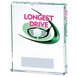 Clear/Colour Glass Golf Longest Drive - 10.5cm