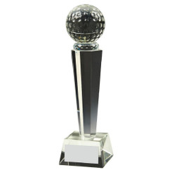 Crystal Column Golf Ball Award (In Presentation Case) - 24cm
