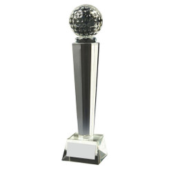 Crystal Column Golf Ball Award (In Presentation Case) - 28cm