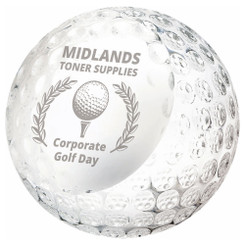 Crystal Golf Ball with personalisation panel - 6cm