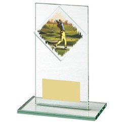 Jade Glass Male Golf Award - 14cm