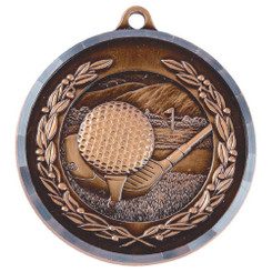 50mm Diamond Edged Golf Club Medal (Bronze) - 5cm