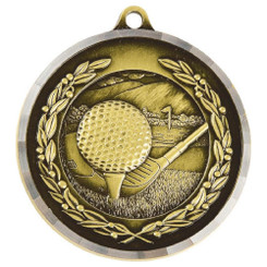 50mm Diamond Edged Golf Club Medal (Gold) - 5cm