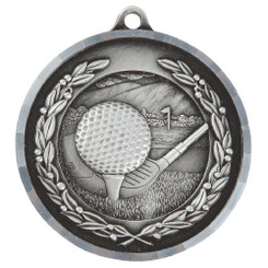 50mm Diamond Edged Golf Club Medal (Silver) - 5cm