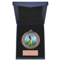 60mm Male Golf Medal in Case( Bronze) - 6cm