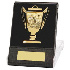 Cup Design Golf Medal in Case (Gold) - 5cm