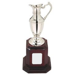 Nickel Plated Claret Jug on Tall Wood Plinth - 28cm