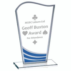 Clear Blue Wave Glass Award - 4mm Thickness - 16cm