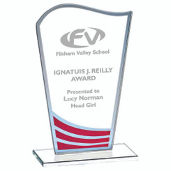 Clear Red Wave Glass Award - 4mm Thickness - 16cm