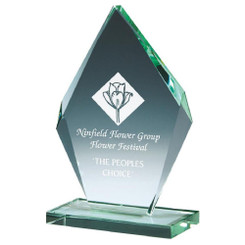 Bevelled Jade Glass Diamond Stand - 10mm Thick - 16.5cm