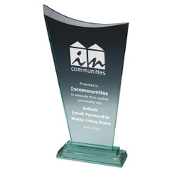 Premium Jade Glass Award (In Presentation Case) - 10mm Thick - 29cm