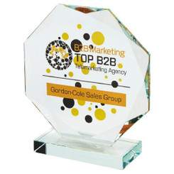 Crystal Octagon Award for Colour Printing (In Presentation Case) - 16.5cm