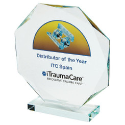 Crystal Octagon Award for Colour Printing (In Presentation Case) - 21.5cm