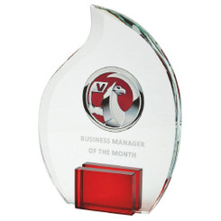 Crystal Flame Award with Red Stand for Colour Print (In Presentation Case) - 20mm Thick - 20cm