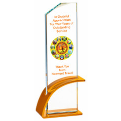 Clear Glass Award with Gold Metal Base - 25cm