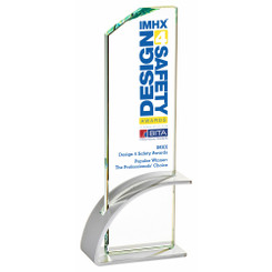 Clear Glass Award with Silver Metal Base - 25cm