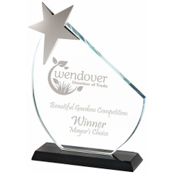 Crystal Star Award With Black Base (In Presentation Case) - 10mm Thickness - 18cm